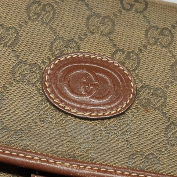 GUCCI GG Canvas Shoulder Bag Brown Gold - Picture 12 of 16